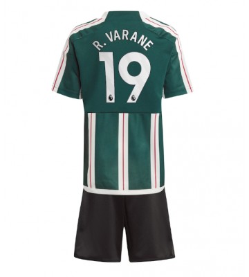 Manchester United Raphael Varane #19 Borta Kläder Barn 2023-24 Kortärmad (+ Korta byxor)